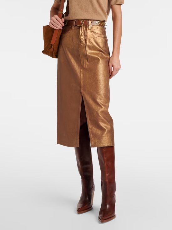 Veronica Beard Dresses & Skirts - Veronica Beard Victoria Midi Skirt in Antique Brass Size 2